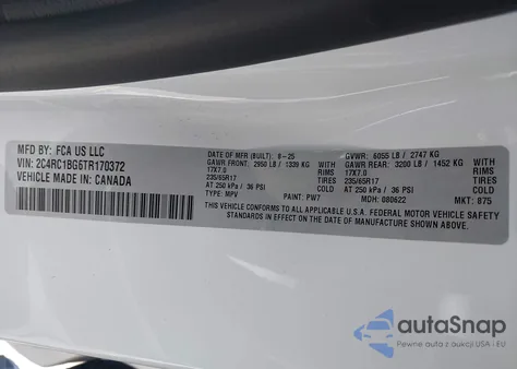 2026 Chrysler Pacifica Select из США, поврежденный, VIN 2C4RC1BG6TR170372